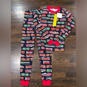 Hanna Andersson Holiday Train Organic Cotton Pjs 140/10